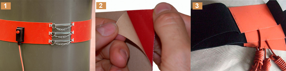 Типи кріплень силіконових нагрівачів Типи кріплень силіконових нагрівачів