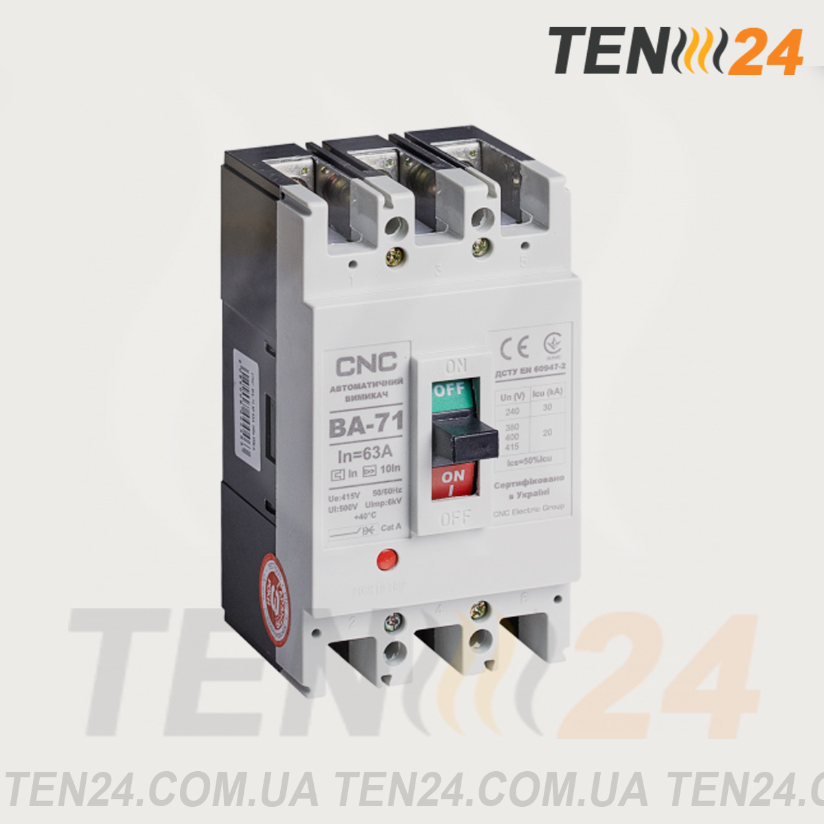 Автоматичний вимикач ВА-71 (10А - 63А, 3Р, 415В, 20кА - 35кА)