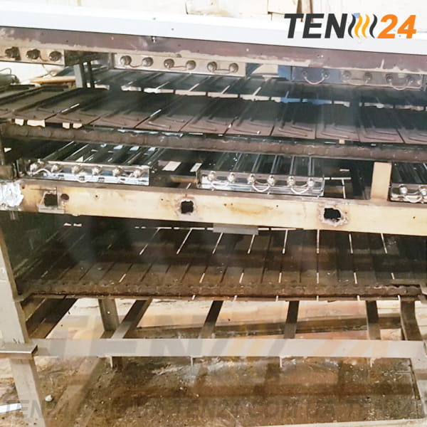 Внутренняя структура печи для лаваша с инфракрасными панелями и линией подачи от ТЭН 24