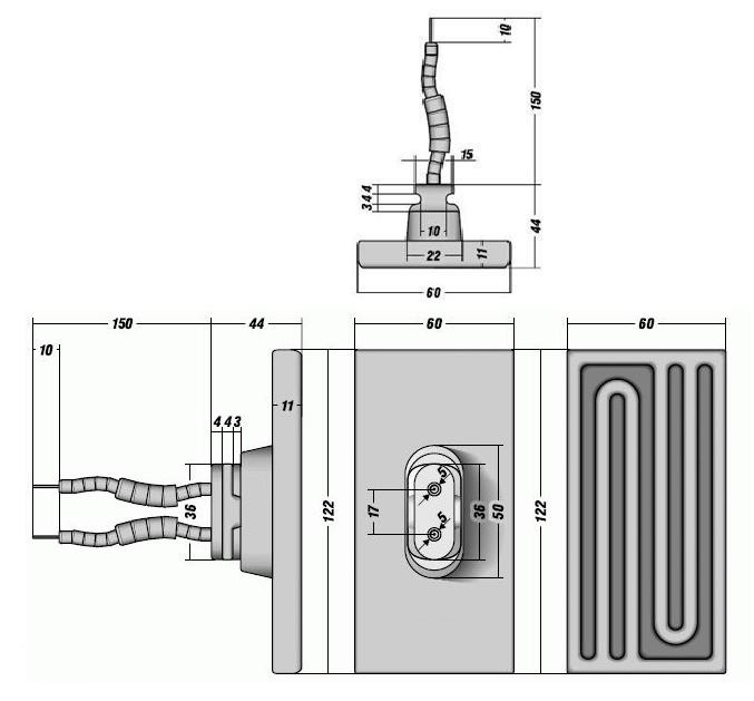Інфрачервоний керамічний випромінювач плоський  ECP-2 122 х 60 мм 50-500 Вт фото ТЕН 24