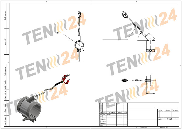 Соплові нагрівальні елементи латунні для екструдерів креслення