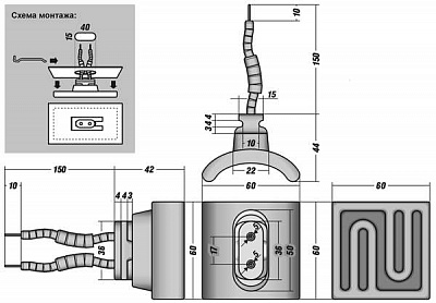 Випромінювач сферичний 60х60 мм креслення
