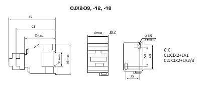 Електромагнітний контактор пускач CJX2 9..95А креслення