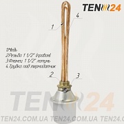 Блок ТЕН мідний з терморегулятором 7.5 кВт, різьба 1,5"