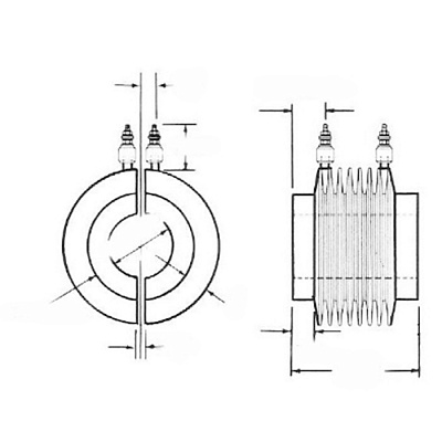 Чертеж нагревателя алюминиевого кольцевого с воздушным охлаждением