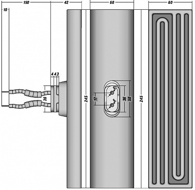 Випромінювач сферичний 245х60 мм креслення