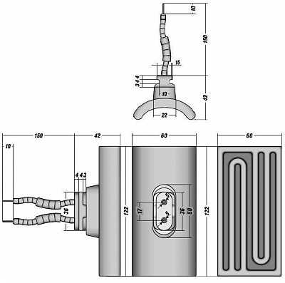 Випромінювач сферичний 122х60 мм креслення