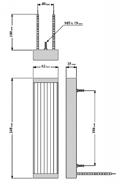 Кварцевые инфракрасные нагреватели QP чертеж